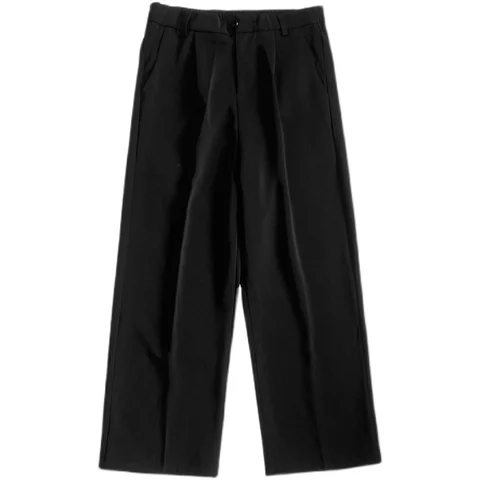 Мужские черные повседневные Прямые брюки длиной до щиколотки с широкими штанинами, драпировка, уличная одежда, свободные мужские брюки размера плюс, новые осенние брюки