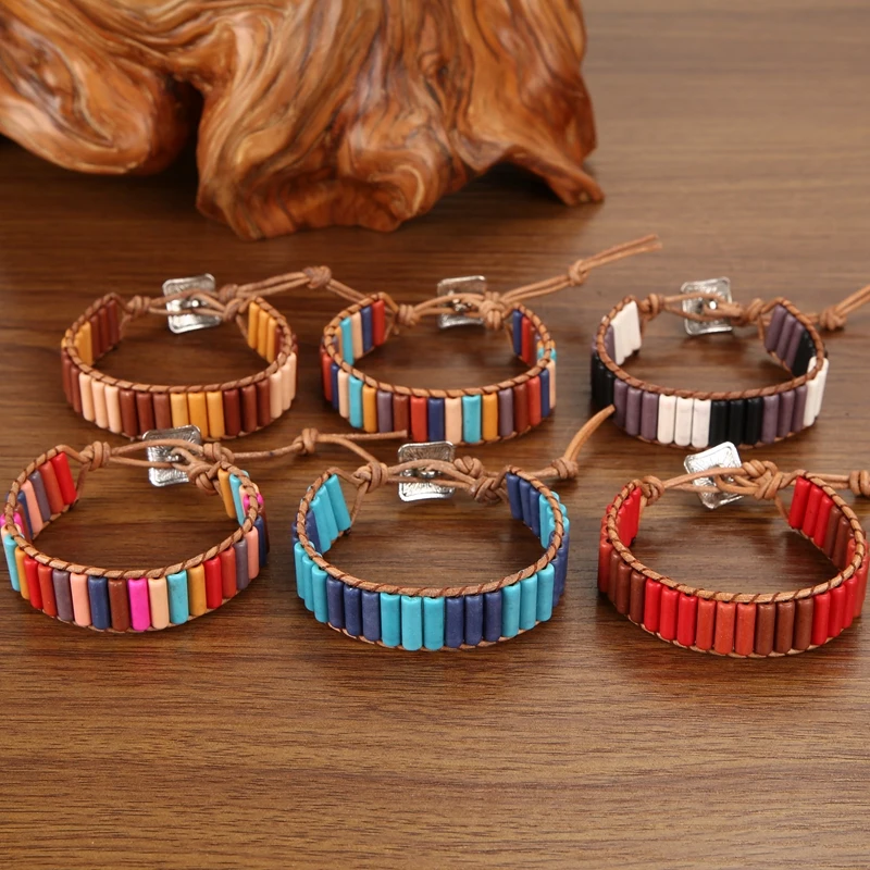 Handmade Colorful Stone Bracelets Chakra Leather Wrap Beads Yoga For Women/Men Jewelry Gift | Украшения и аксессуары