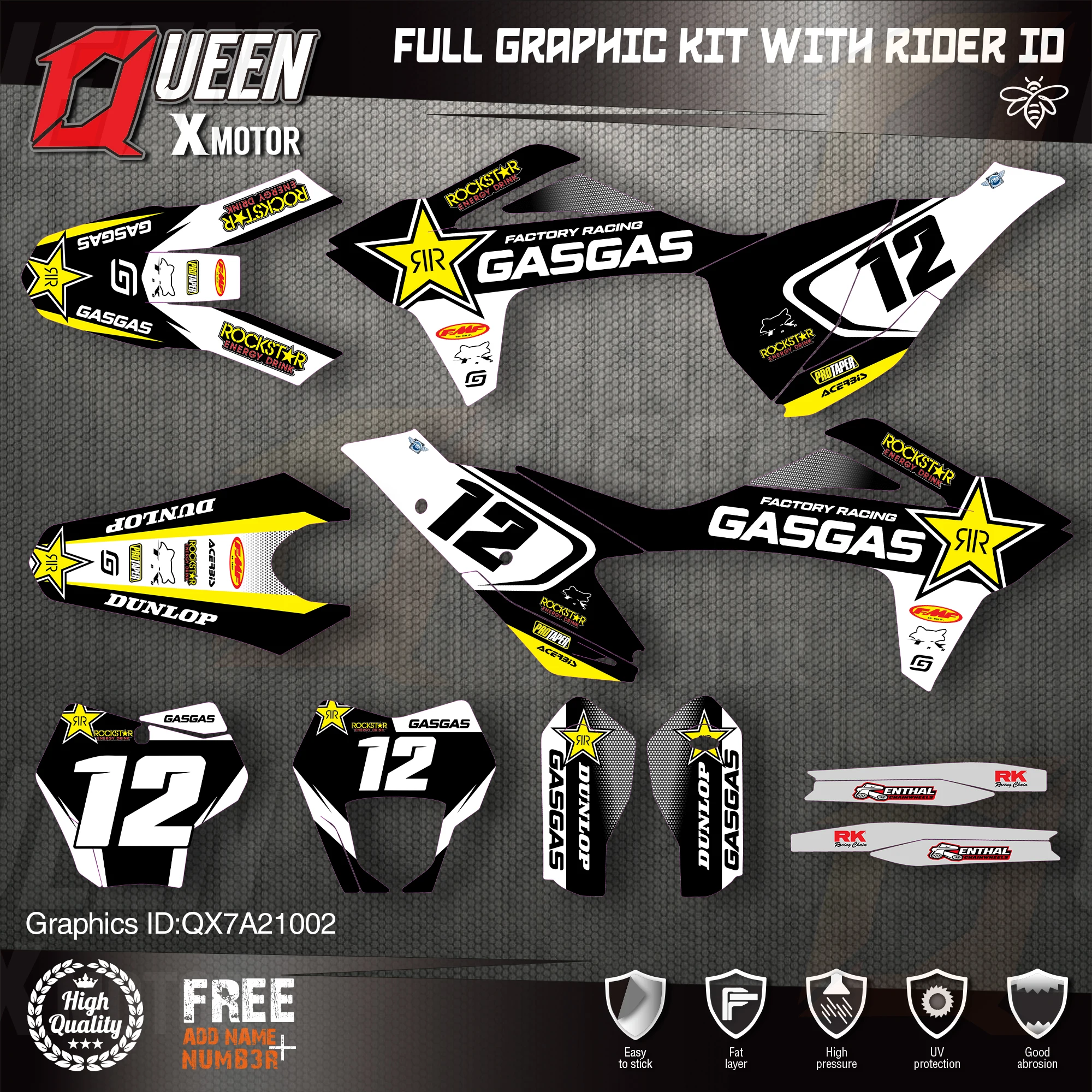 

QUEEN X MOTOR Custom Team графические фоны наклейки 3M Набор наклеек для GASGAS 2021 2022 2023 EC MC 002