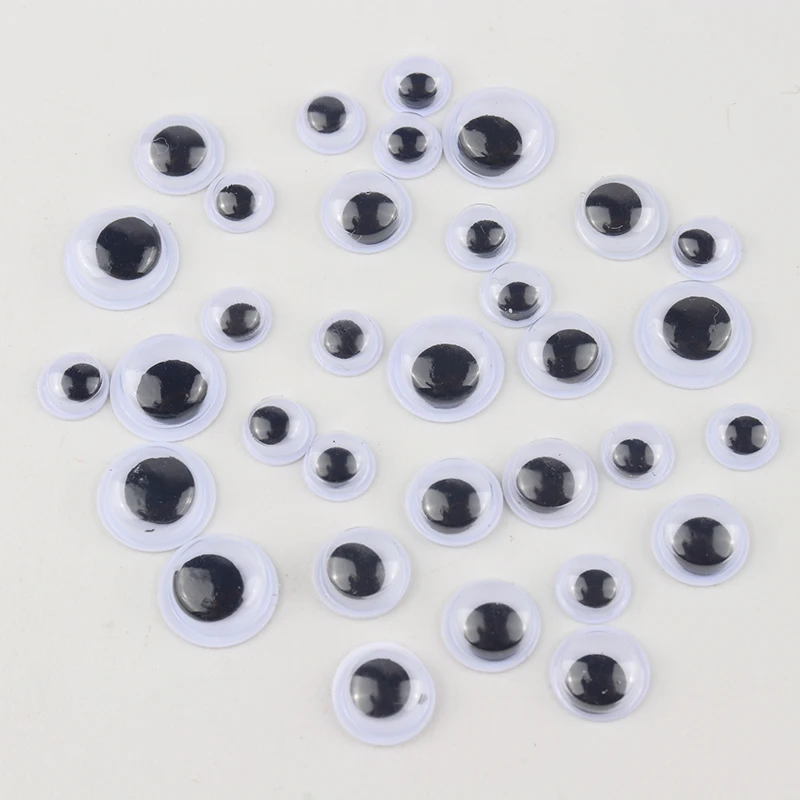 Глаза Wobbly Googly 6 мм 8 10 3D пластиковый черный глаз с клейкой наклейкой для детских