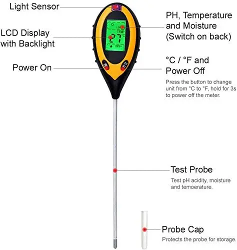 2021 4-in-1 Soil Test PH Moisture Meter Light Temperature Tester Garden Plant Flowers Monitor Tool Multi-Functional Bonsai | Инструменты