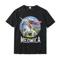 meowica unicorn cat american flag patriotic 4th of july man t shirt cotton tshirts for students casual tops t shirt customized