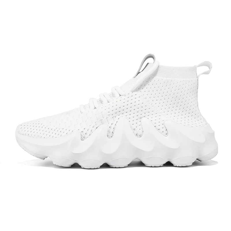 

2021 Summer High Top Men Casual Shoes Breathable Fly Knitting Sneakers Men Plus Size 39-46 Fashion Flat Shoes Chaussure Homme