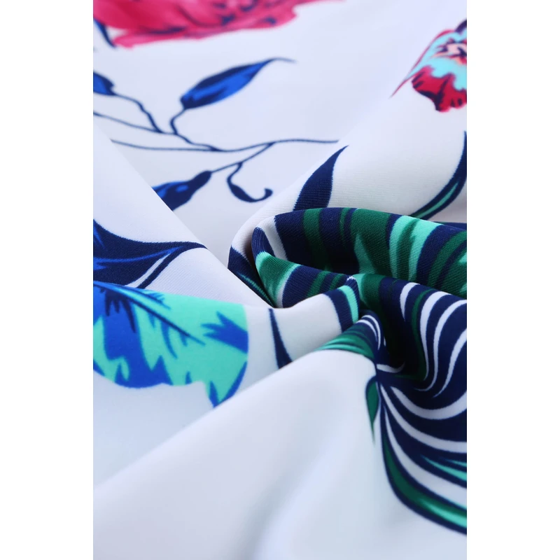 

LUCKYFRIDAYF Plus Size White Ethnic Print High Neck Strappy Tankini Women Two Pieces Swimwear Maillot De Bain Femme Swimsuit 2XL