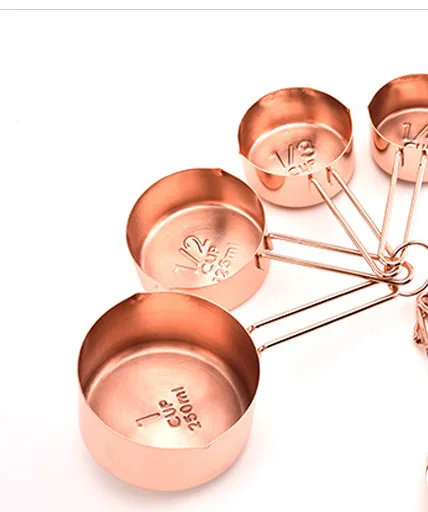 4PCS Rose gold 4 шт./8 мерные ложки в комплекте шт. Из нержавеющей стали, для выпечки чая, кофе, кухонные весы, мерная чашка, Скандинавское розовое золото, набор мерных ложек - Цвет: 4PCS Rose gold