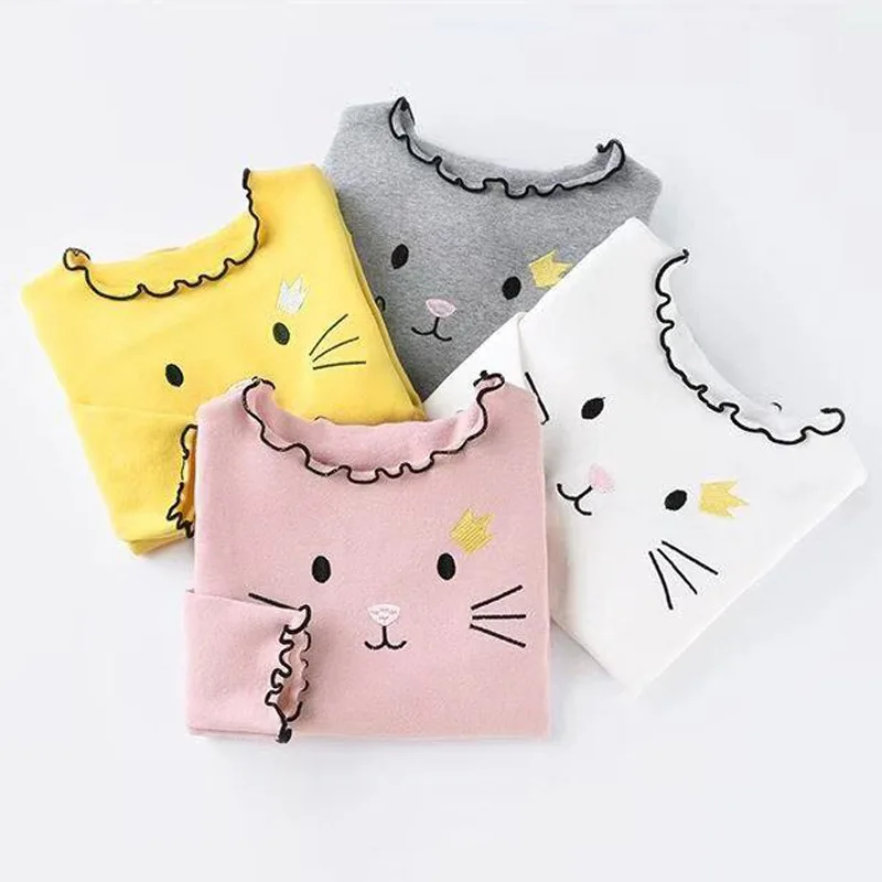 Spring/Autumn Clothes Girls Tops Cotton Children's Long Sleeve T-shirt Kids Stretch Bottoming Shirt for 3-7Y | Мать и ребенок