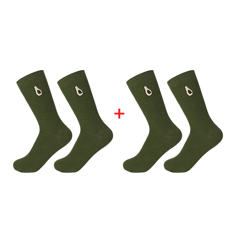 papaya 2 pairs 1/2 пар, Милые кавайные носки для девочек с мультипликационным принтом фруктов, авокадо, банан, вишня, персик, meias, корейские забавные носки с вышивкой в стиле Харадзюку - Цвет: papaya 2 pairs
