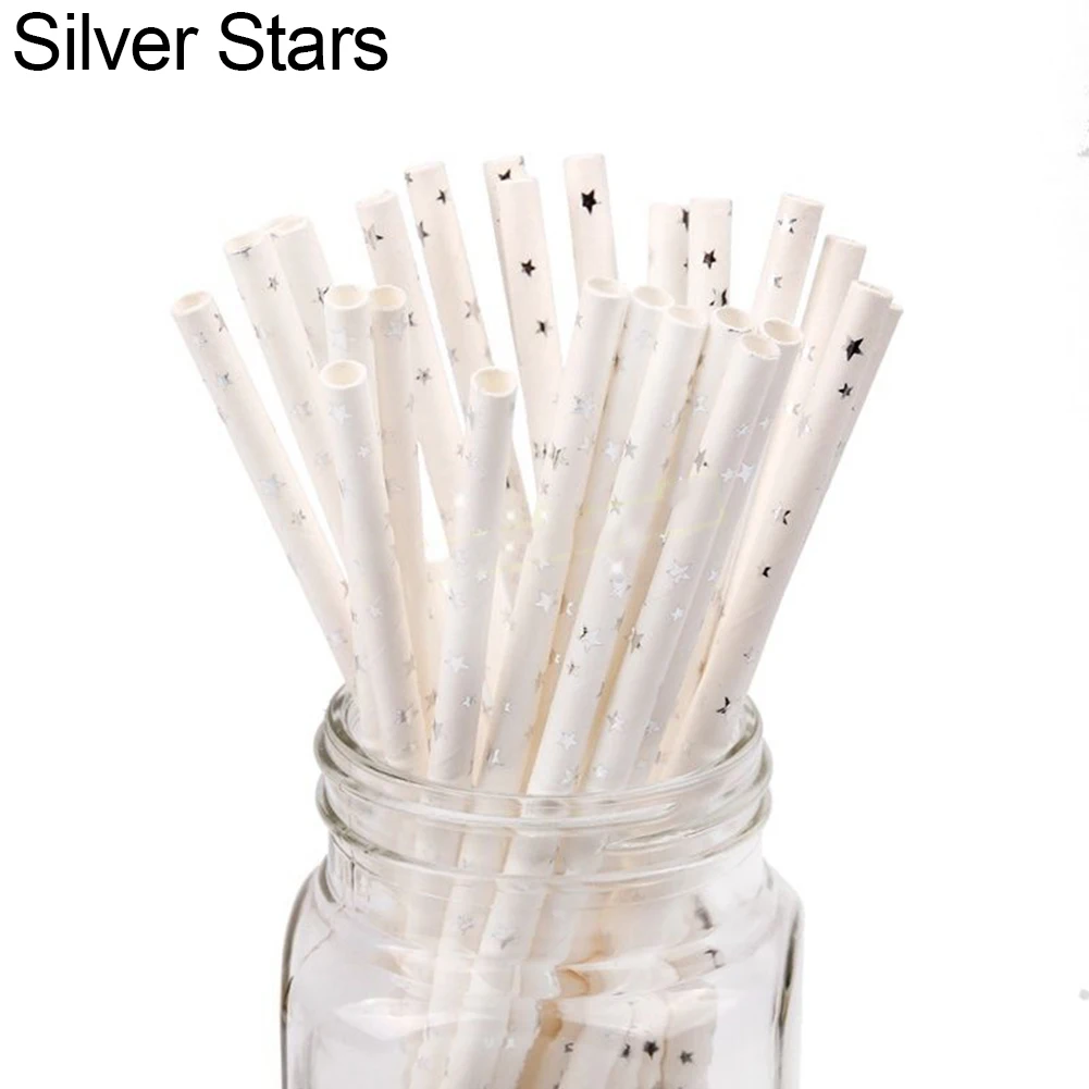 

25Pcs Disposable Kitchen Ware Straws Biodegradable Paper Drinking Straws Birthday Party Wedding Home Office Supplies