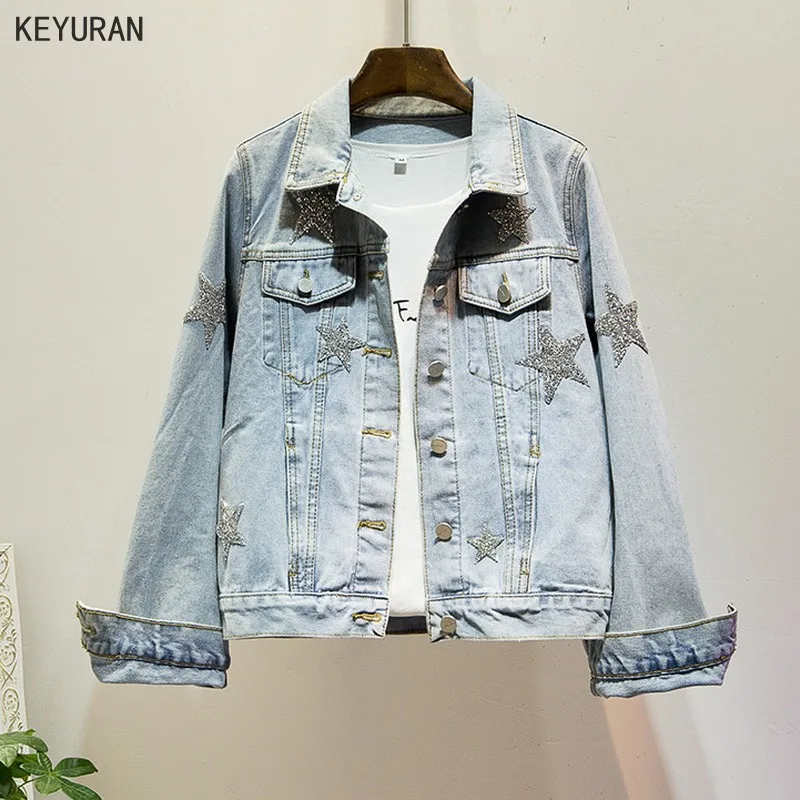 Женская джинсовая куртка с длинным рукавом размера плюс 5XL весна осень 2020| |