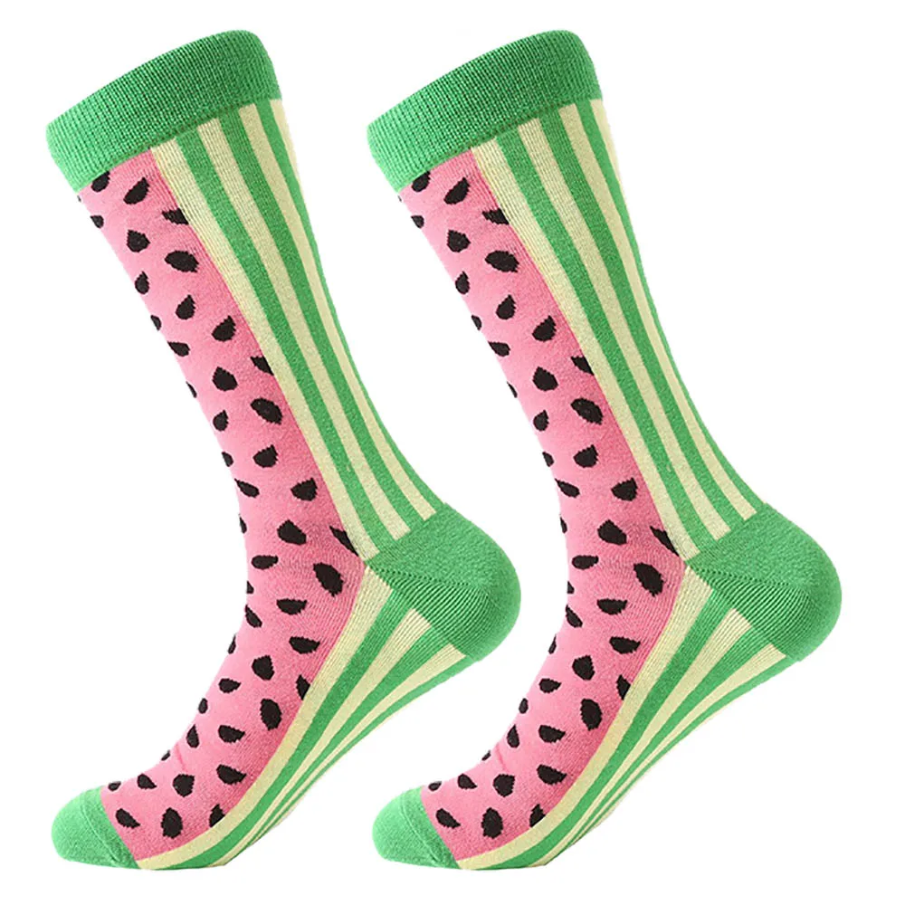 Watermelon Quaslover, 1 пара, мужские цветные носки рождественские хлопковые Компрессионные носки зимние носки с изображением счастливых животных модные подарки для мужчин и детей - Цвет: Watermelon