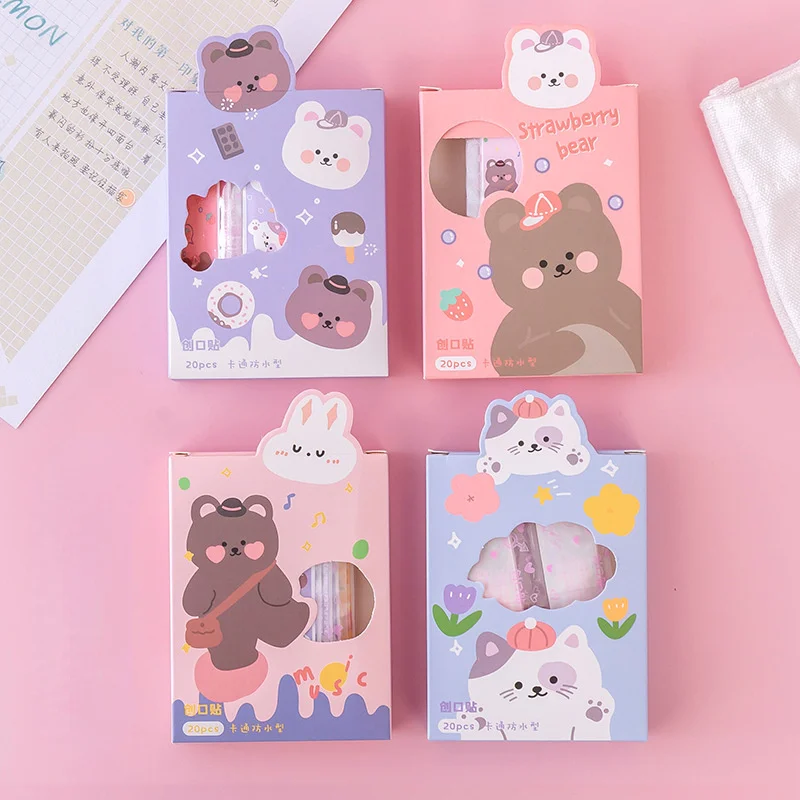 Vendas adhesivas impermeables para 20 piezas, tirita de yeso para heridas, botiqu&iacute;n de primeros auxilios, pegatinas para ni&ntilde;os-4