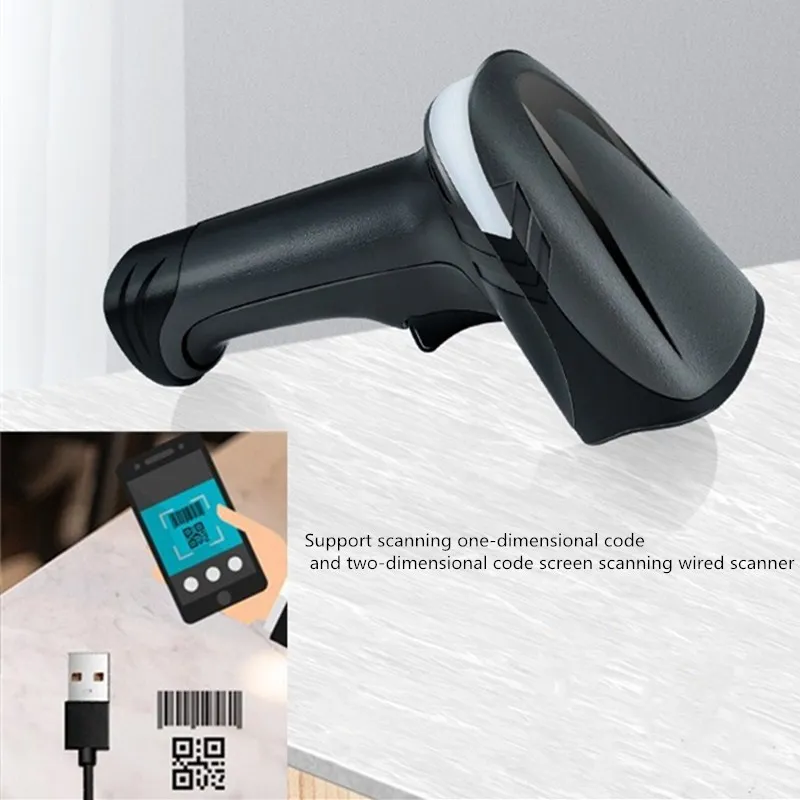 

NEW 1D&2D Supermarket Handhel Wired Barcode Scanner Reader QR USB Bar code Reader for Inventory POS Terminal