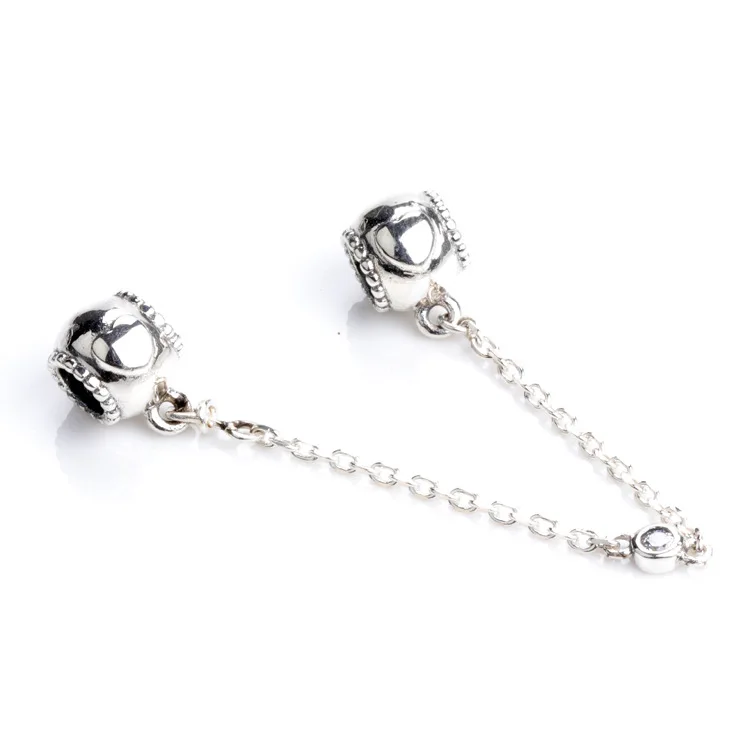 

Amas S925 Sterling Silver Embossed Love Safety Chain Bracelet Accessories Charms Fit Bracelet DIY Bead for Jewelry Making