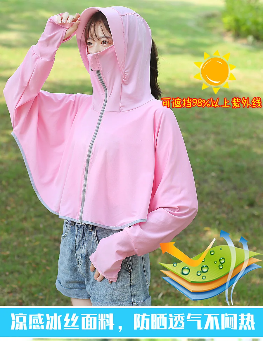 

2021 Sun Protection Coverup Swimwear Women Anti-ultraviolet Beach Veil Ice Silk Sunscreen Coat Blouse Sunscreen Coat Cover Up