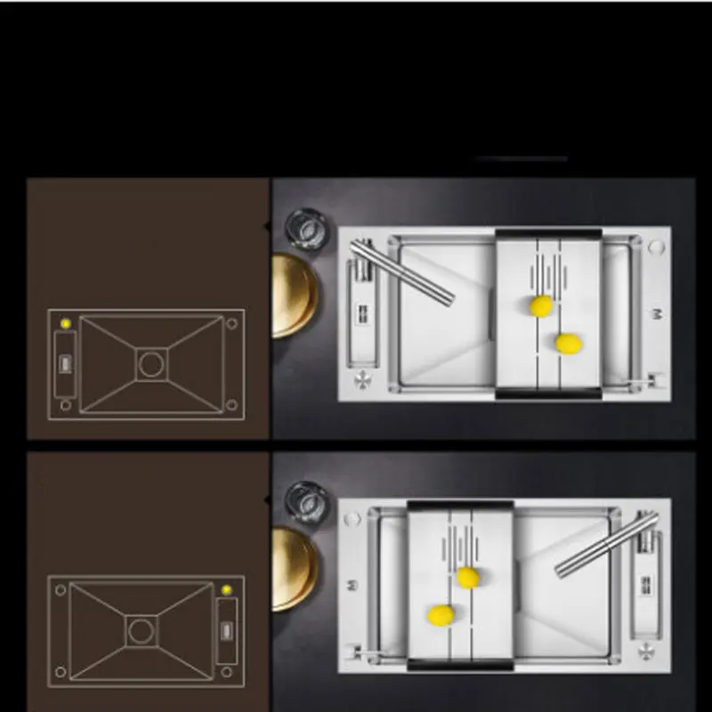 Утолщение 304 кухонная раковина из нержавеющей стали вручную один слот Размер