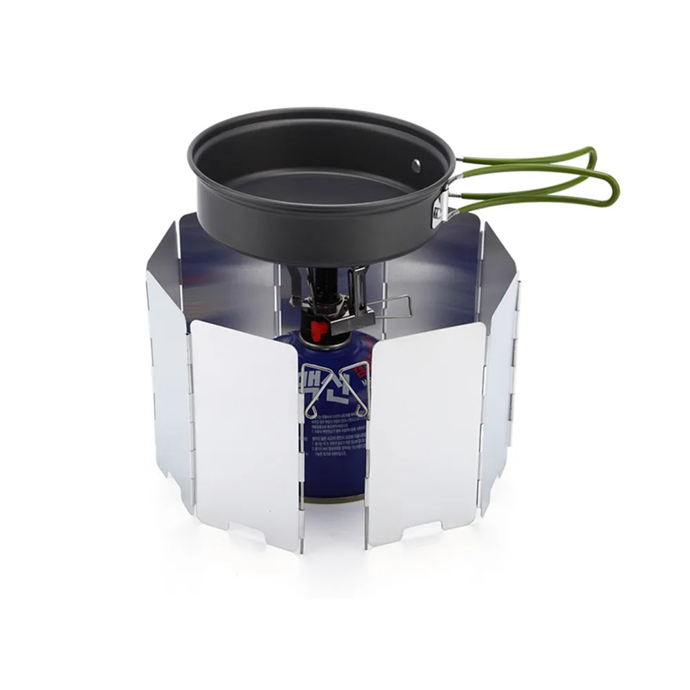 

1PC 9 Plates Wind Shield Outdoor Cooking Camping Folding Stove Windscreen