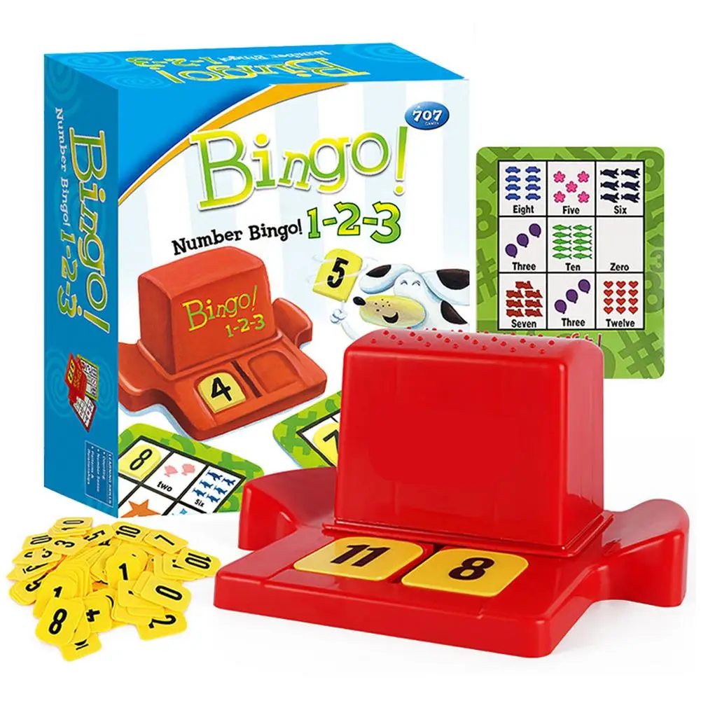 

Number Bingo Card Board Children Learning Numbers Bingo Games 6 Double Side Cards One Cards Dealer For Preschool Children