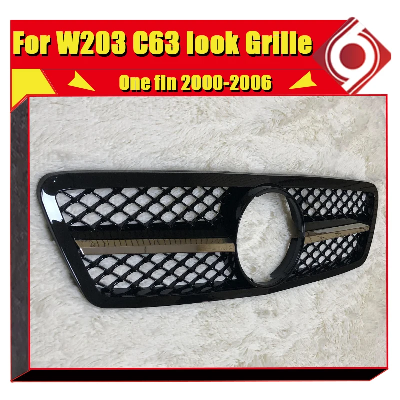 Для Mercedes C Class C203 W203 Sedan Sports C63 Style Grill Grills электропластина с одним плавником прямая