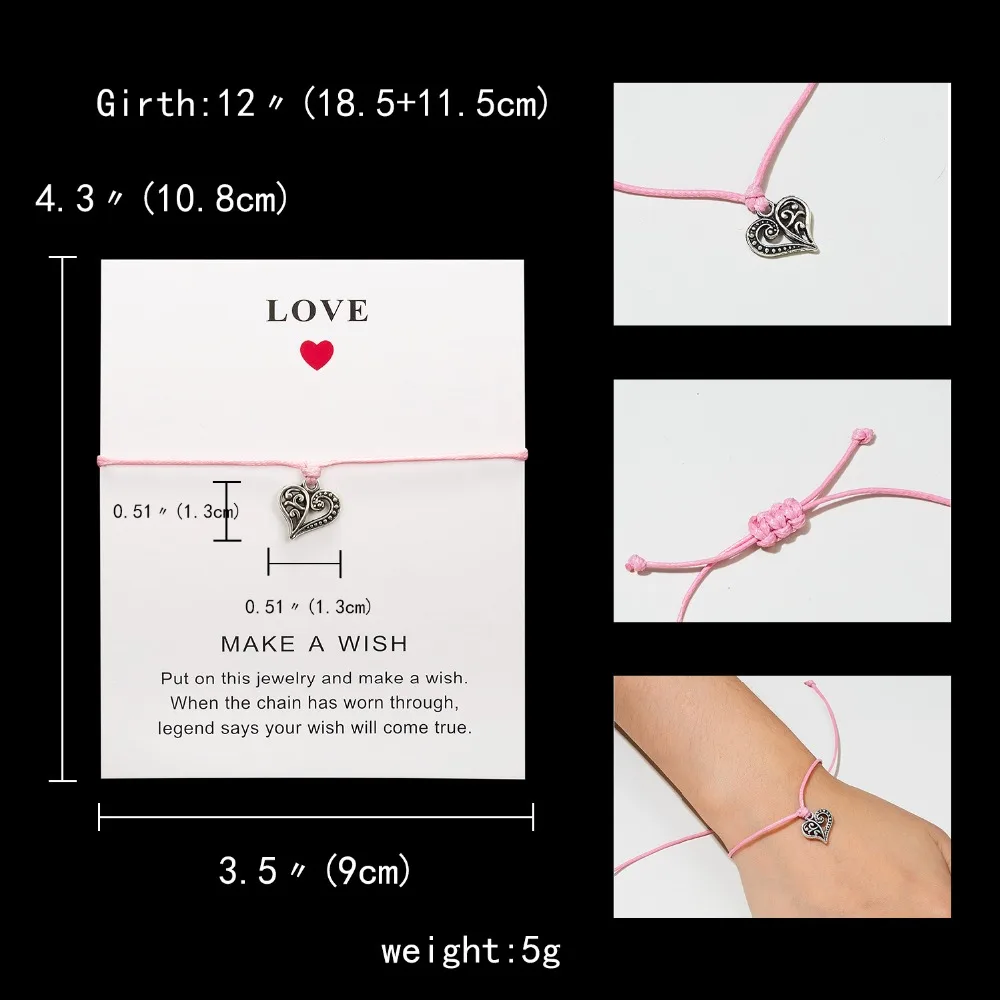 Belleper Make a Wish/Friendship/Mom Love Card Turtle Adjustable Fashion High Quality Bracelet Charm Female New Unique Jewelry