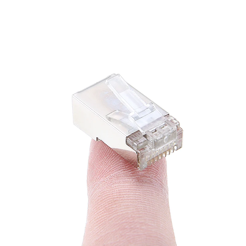 POHIKS 100 шт. RJ45 экранированный разъем сетевой кабель Высокое Скорость металла с