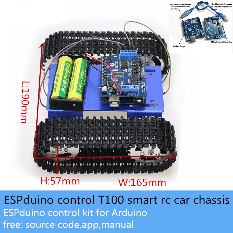 Комплект шасси робота-автомобиля ESPduino Control 2WD T100 2-ходовой двигатель и 16-ходовой