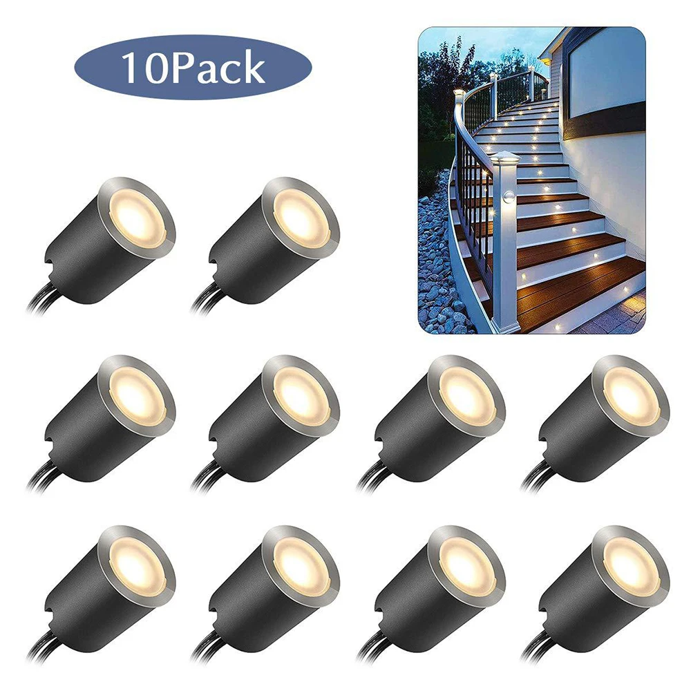 10pcs IP67 Waterproof DC12V Recessed LEDs Deck Lights Outdoor In-ground Lamp Landscape Light for Yard Garden Pathway Stairs Pati