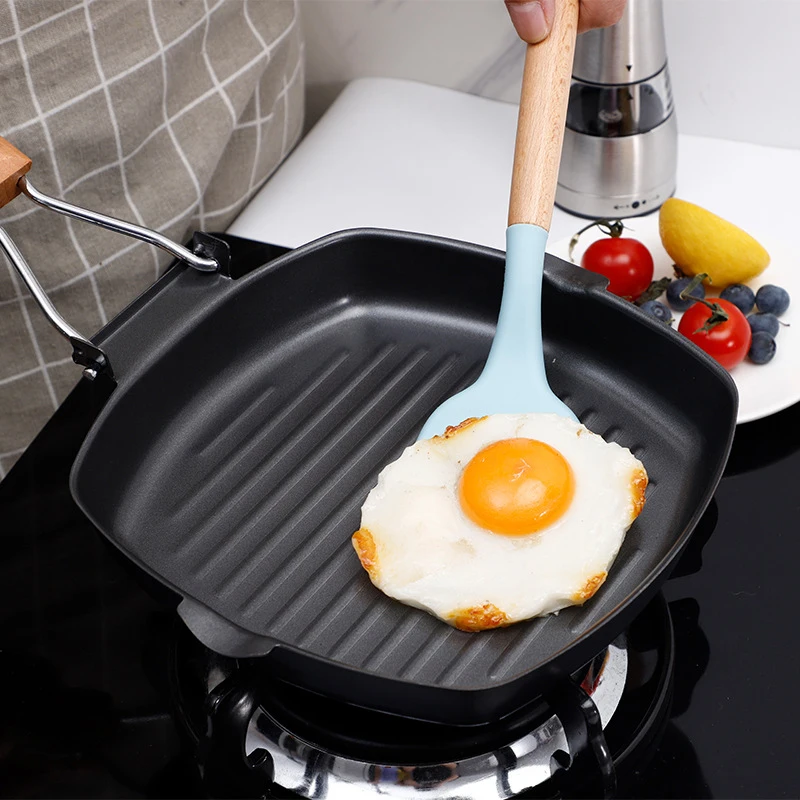 חדש מחבת-גריל נשלף ידית שחור מטבח כלי שולחן טיגון כלי בישול כלי מטבח לבית עם קיפול ידית