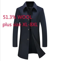 new arrival fashion suepr large autumn winter men long double tweed sided windbreaker casual thick coat plus size xl 6xl 7xl 8xl