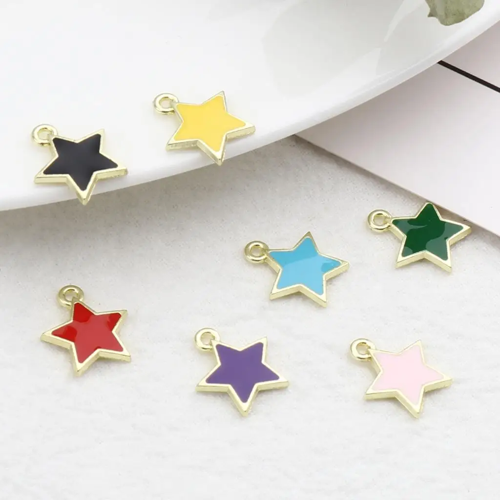 

30 PCs 14*12mm Classic Galaxy Charms Star Gold Plated Multicolor Enamel jewelry Findings For Necklace Earring Jewelry Making DIY