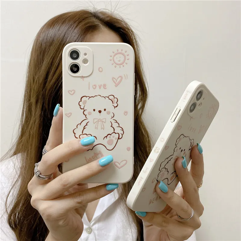 

Cute Cartoon Love Bear Soft Phone Case For OPPO A31 A53 A5 A9 2020 A3S F11 A52 A83 A91 A92S Realme XT Reno 5 6 Pro R17 F9 K1 K3
