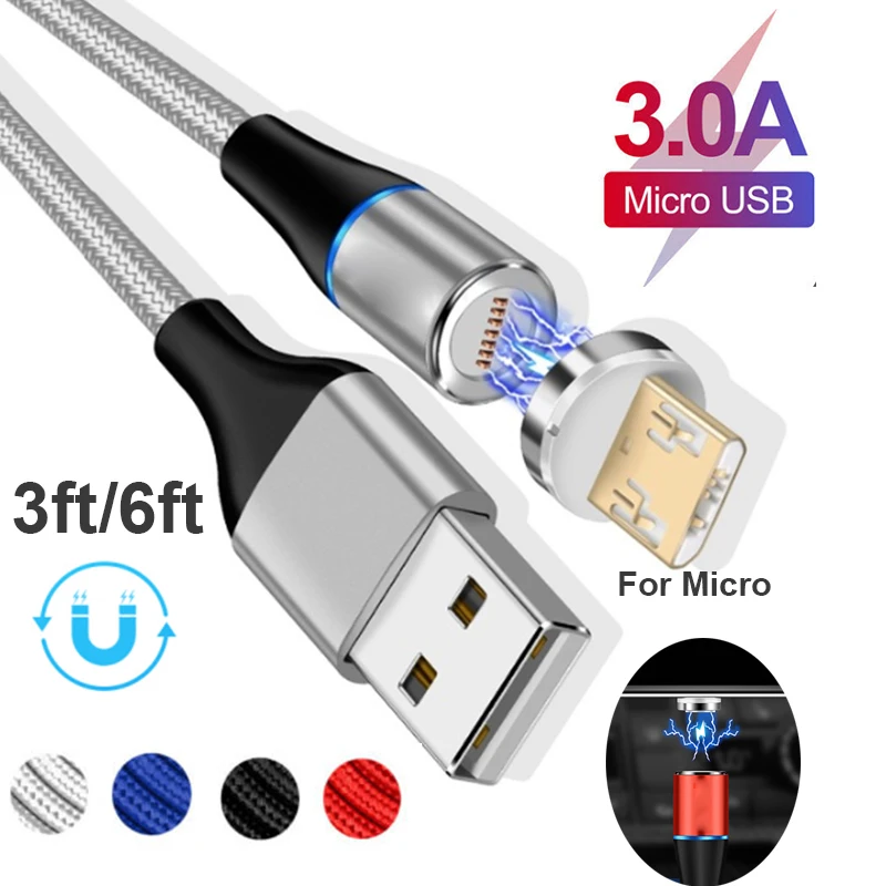 Магнитный кабель 3A Micro USB быстрое зарядное устройство для мобильных телефонов LG