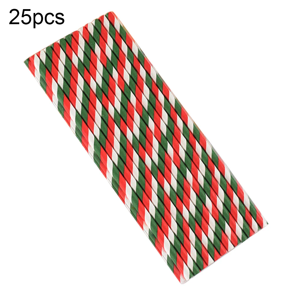 25 шт рождественские красные зеленые бумажные соломенные одноразовые бар