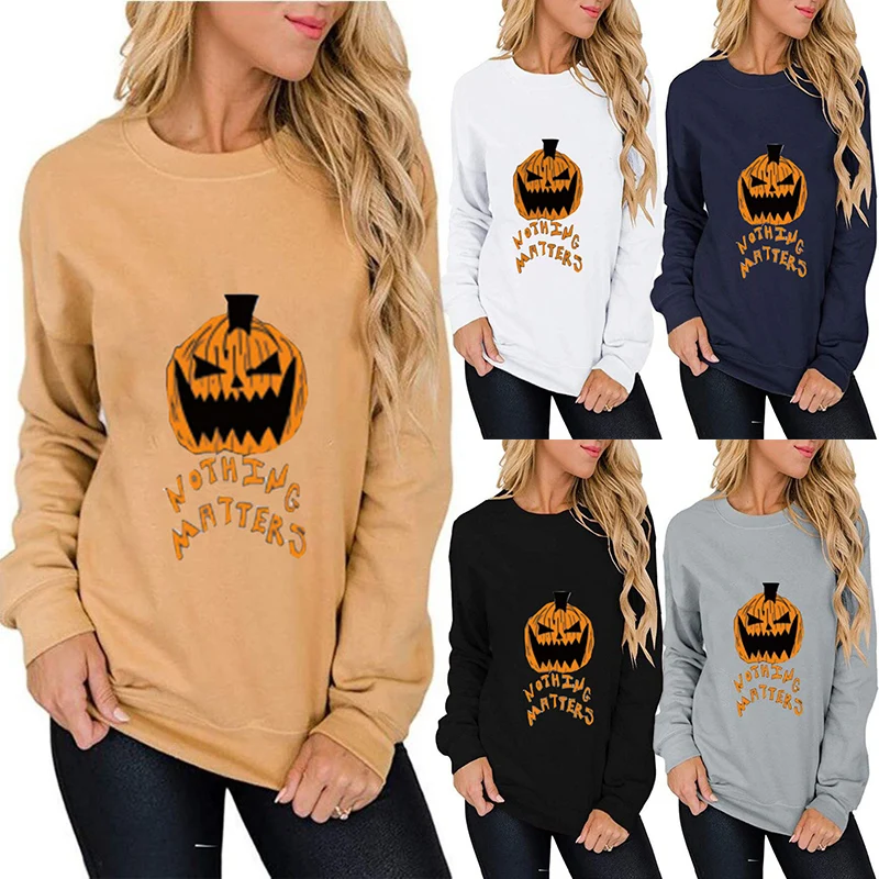 

Halloween Pumpkin Face Sweatshirts Halloween Costume Casual Pullover Tops Blouse For Woman TT@88