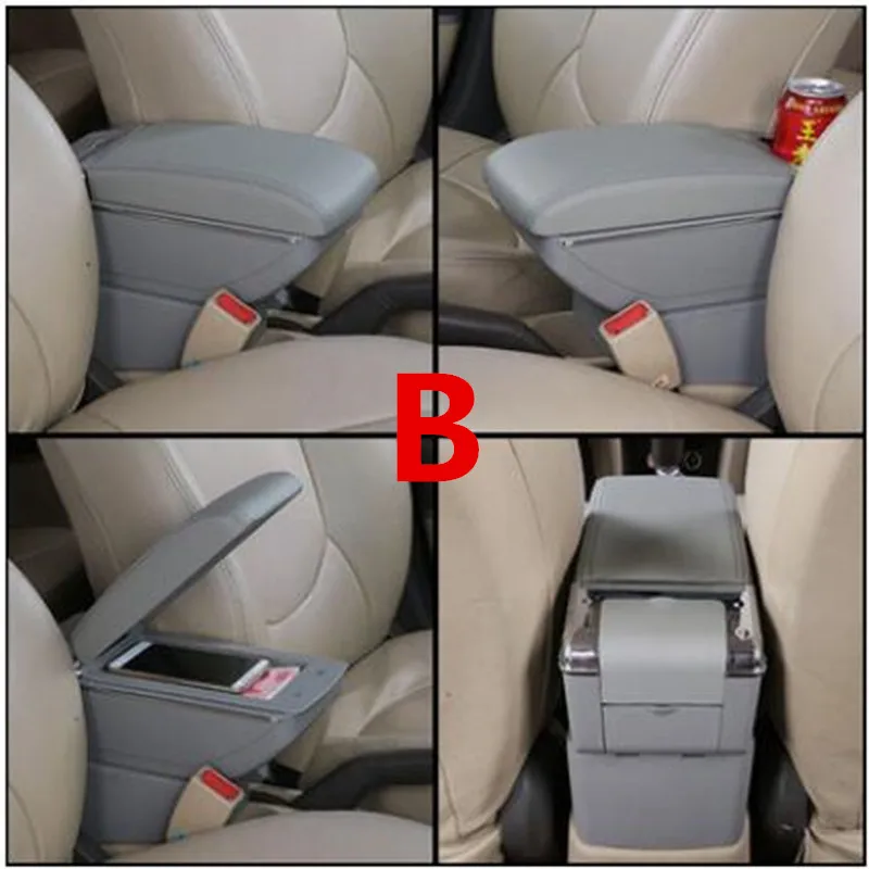Для Fiat Panda подлокотник коробка USB - Название цвета: B style gray