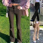 Женские джинсы в стиле Харадзюку, коричневые эластичные расклешенные брюки из денима Y2K, хлопковые джоггеры, модные брюки cuteandpsy, 2021