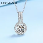 Женское Ожерелье Luomansi из настоящего муассанита 1 карат 6,5 мм с сертификатом GRA, серебро пробы, ювелирные изделия, подарок на день рождения
