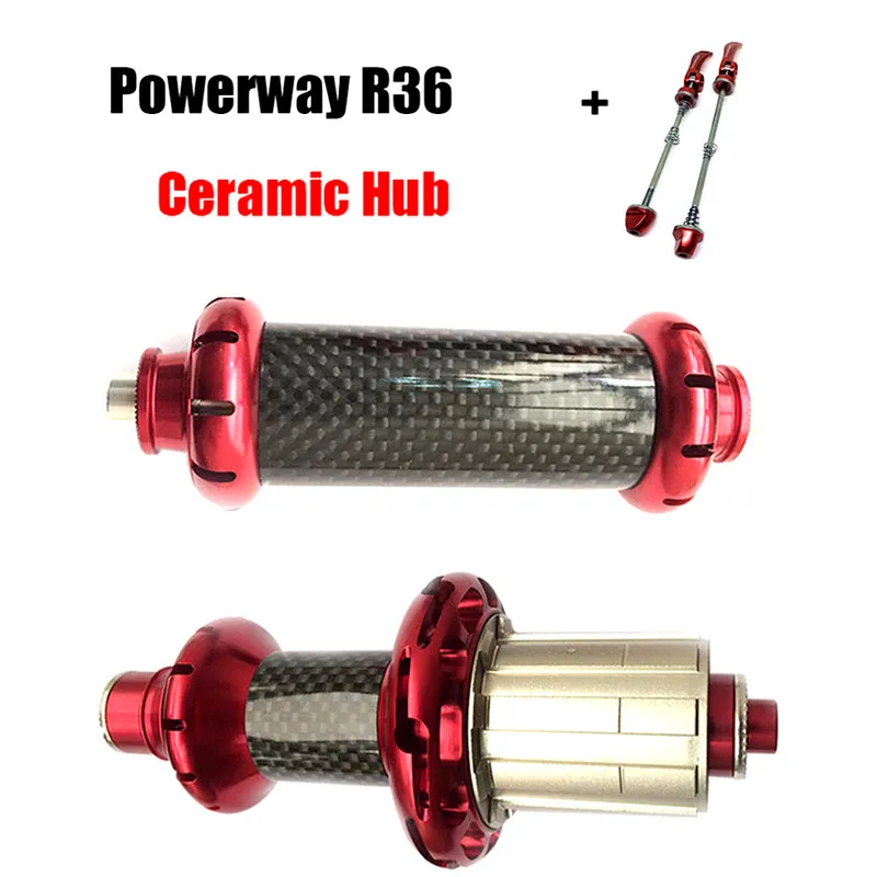 Powerway R36 Aluminium alloy Carbon Straight Pull hub road bicycle ceramic bearing Hub Black/Red 18/21 hole | Спорт и развлечения