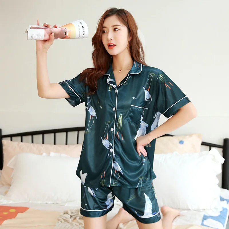 Новые летние женские сексуальные атласные шелковые пижамы наборы женских пижам