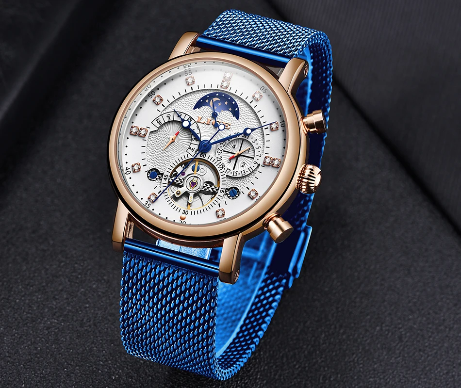 LIGE, подарок, мужские часы, брендовые, Роскошные, модные, Tourbillon, автоматические механические часы, мужские часы из нержавеющей стали, Relogio Masculino