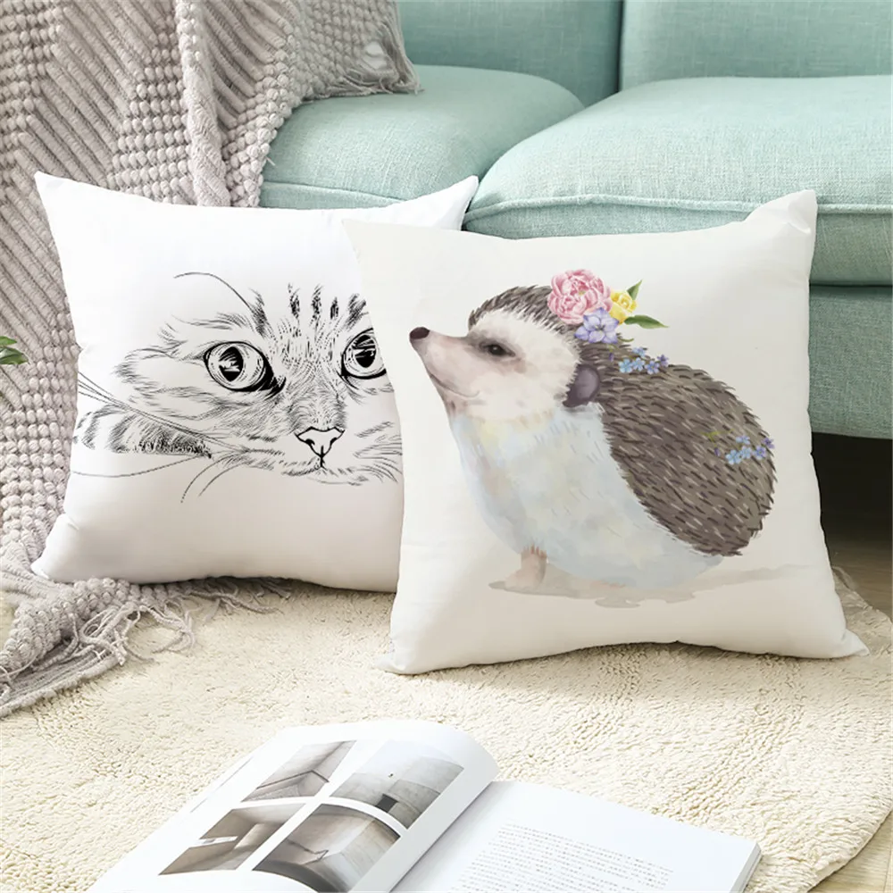 

Custom White Animal Pillowcases Decorative Sofa Room Bed Pillow Cover Home Car Cute Cushion Case 45*45cm(One Side) TPR018
