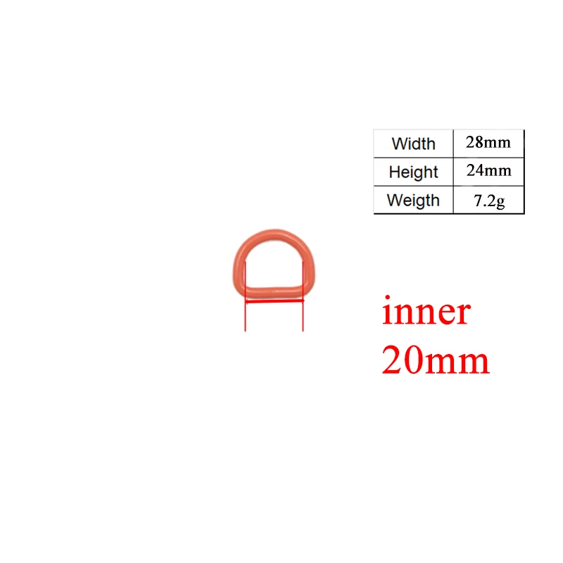 

100pcs/lot Metal Red orange D ring DIY for dog collar 20mm connection metal buckle DIY half ring belt buckle CDK20R