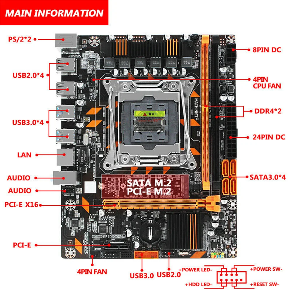 

Материнская плата X99 LGA 2011-3 DDR4 для настольного компьютера, USB 3,0 NVME M.2 SSD, поддержка памяти REG ECC, поддержка E5 2678 2690V3CPU