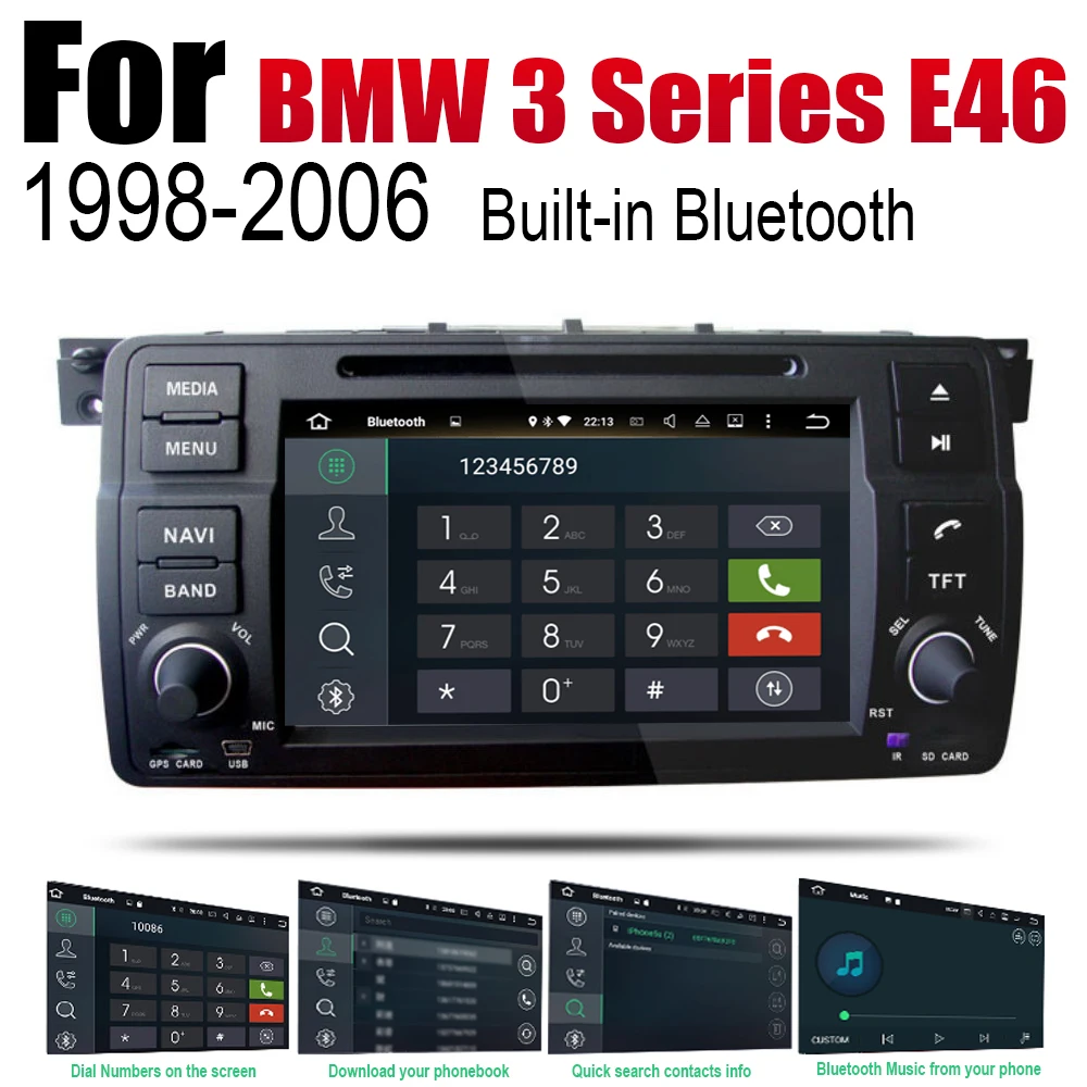 Автомобильный мультимедийный плеер 2 Din Android радио для BMW 3 серии E46 1998 ~ 2006 DVD GPS Navi