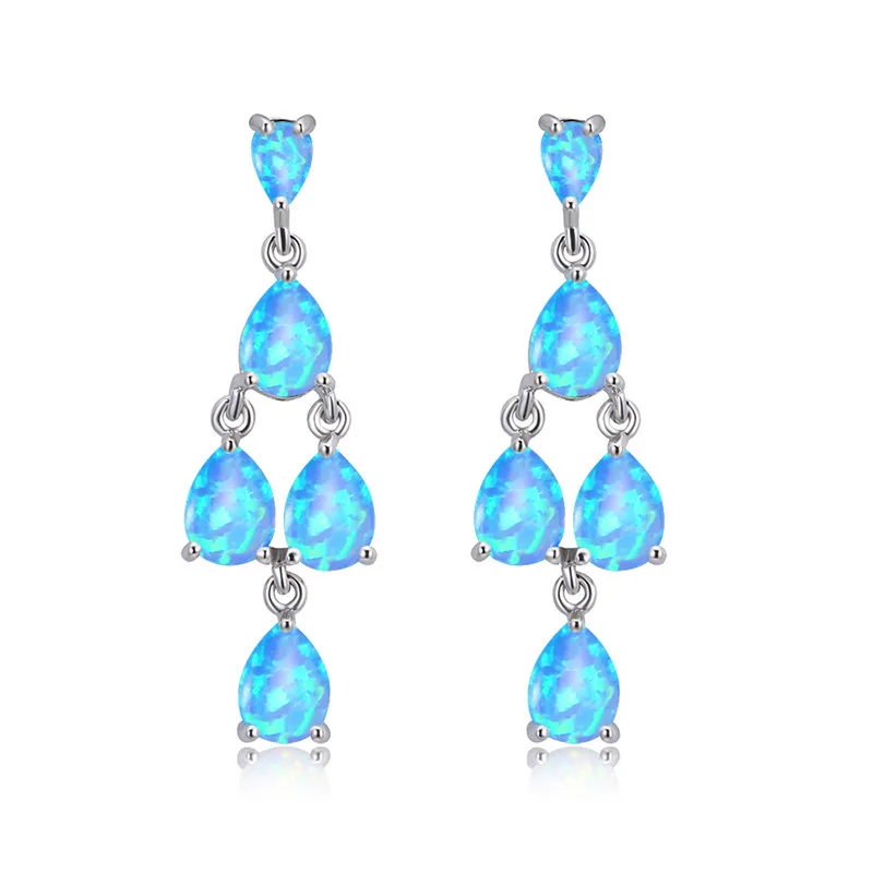 Роскошные женские белые опаловые очаровательные серьги-капли Серебряные