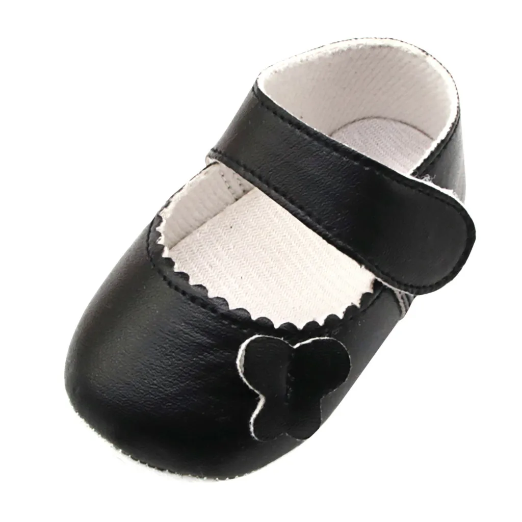 

JAYCOSIN 2020 Newborn baby shoes Infant First Walkers Girls Pure Color Butterfly Prewalker Soft Crib Shoes Sole Single Anti-slip