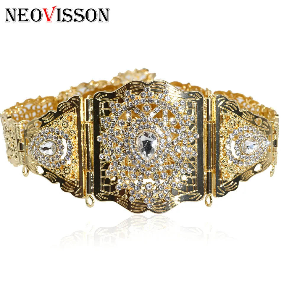 NEOVISSON rhinestone металлический пояс для женщин morocco caftan поясная цепь Золото Серебро Цвет украшения для тела Регулируемая длина