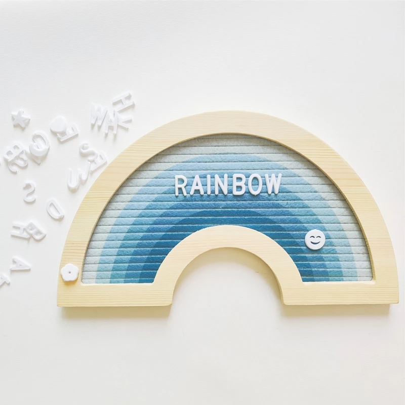 

Handmade Rainbow Felt Letter Board Blue Letter Board Changeable Letter Curved Shape Board Decor Decorative Board very beautiful