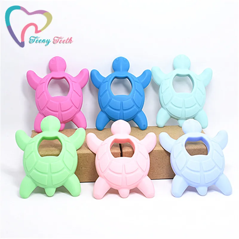 

Teeny Teeth 10 PCS BPA Free Safe Silicone Turtle Baby Shower Pacifier Dummy Teething Chewable Pendant Nursing DIY Jewelry Toy