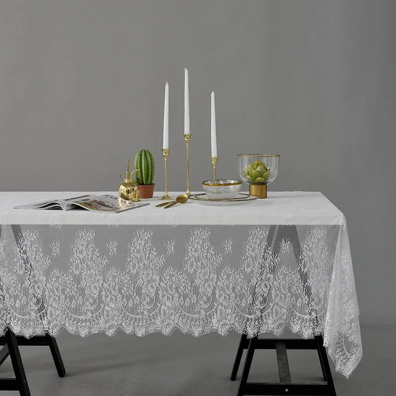 Кружевная скатерть ручной работы вязаная крючком круглая и квадратная Садовая