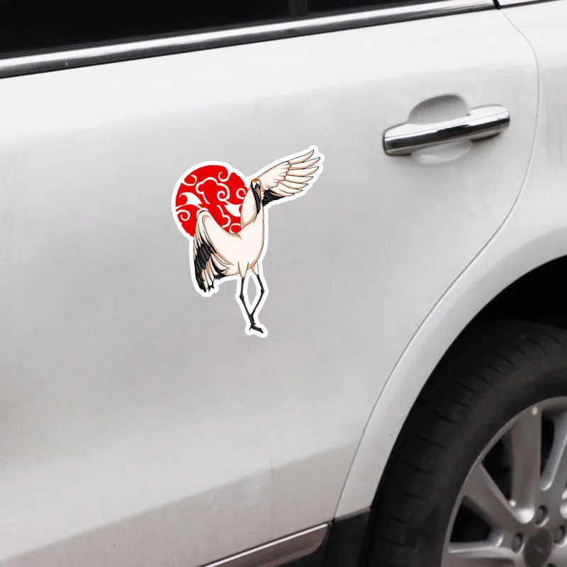 YJZT 15.5CM*12.2CM Interesting Animal Red-Crowned Crane Decor Car Sticker PVC C29-1270 | Автомобили и мотоциклы